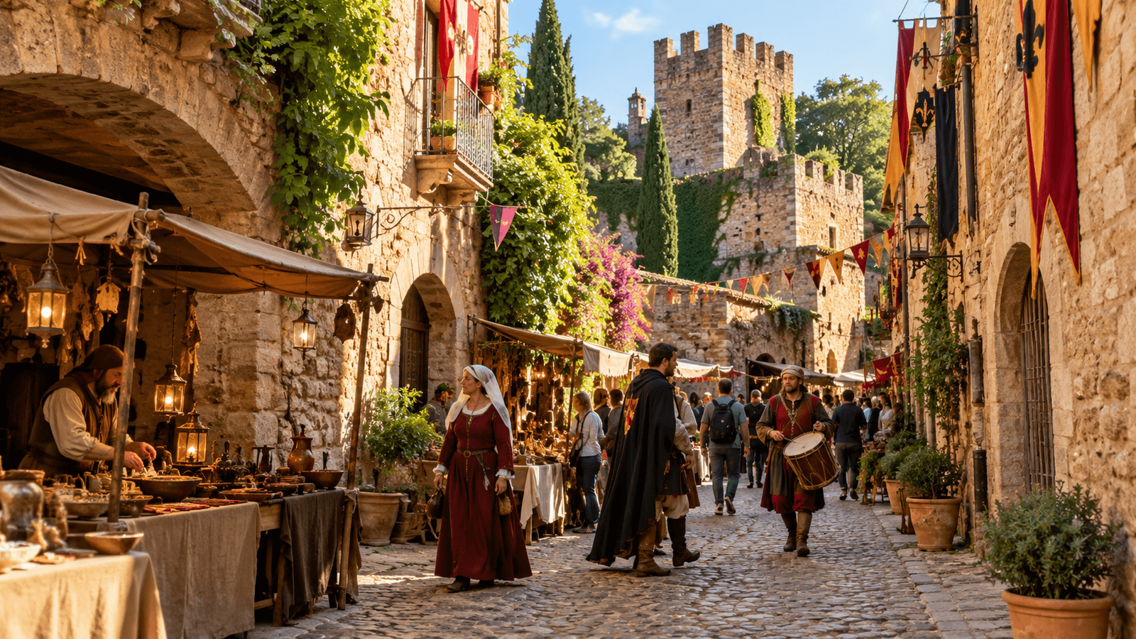 Feria Medieval de Peratallada con mercado de artesanía, personajes de época y calles de piedra del casco histórico